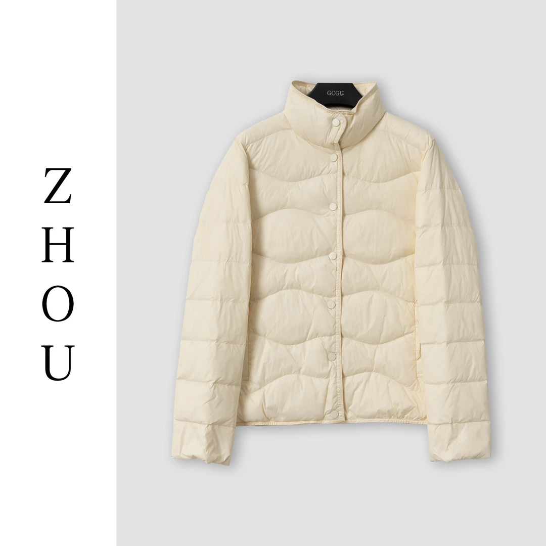 （周哥甄选）杏色羽绒服-9858