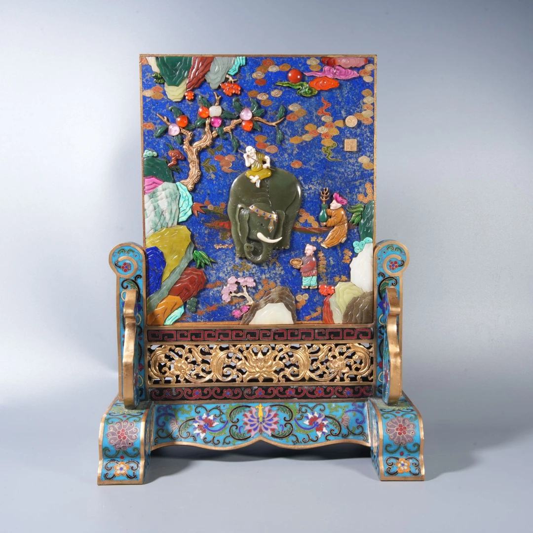 Tgz22 清代 百宝镶嵌珐琅插屏