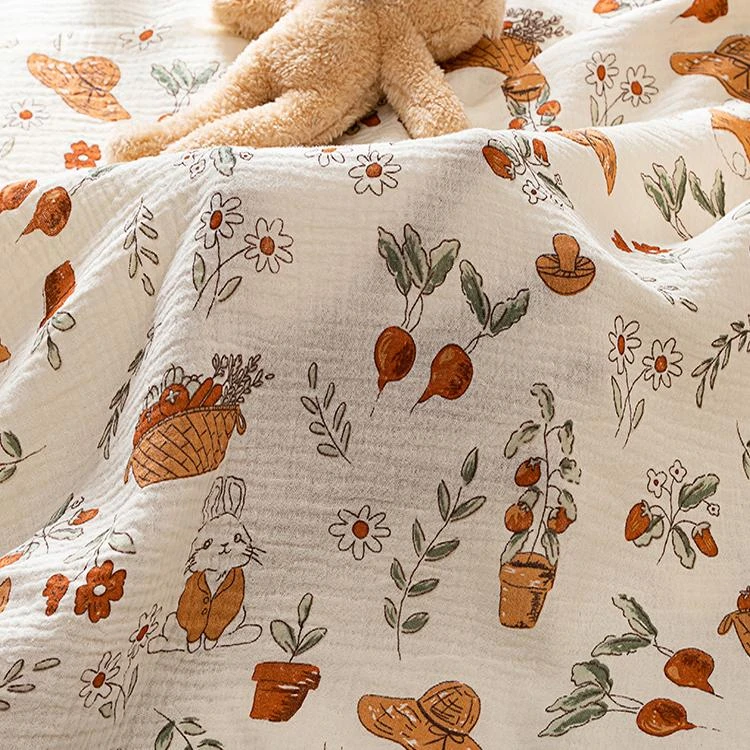 纯棉双层纱布泡泡纱宝宝全棉婴儿衣服盖毯浴巾邹纱布夏季透气轻薄