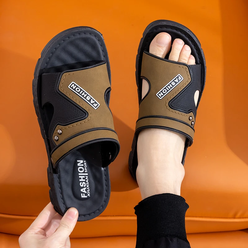 时尚沙滩透气防滑软底系带沙滩鞋潮流夏季情侣男款慢人风休闲外穿