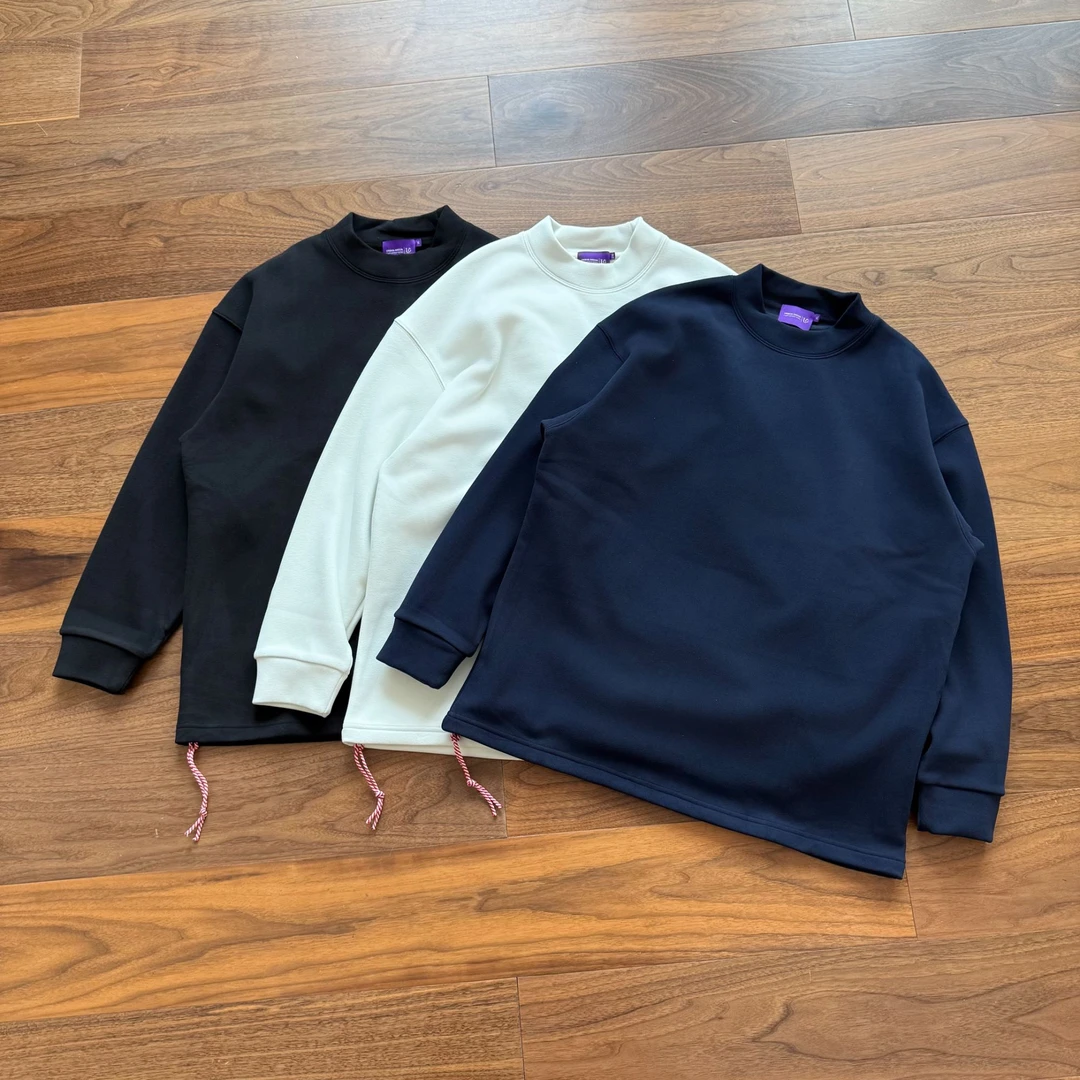 【BMS小红绳纯色长袖】日潮 中领长袖宽松加绒卫衣