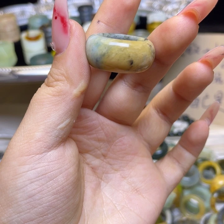 蛇纹石玉合金戒指104-19