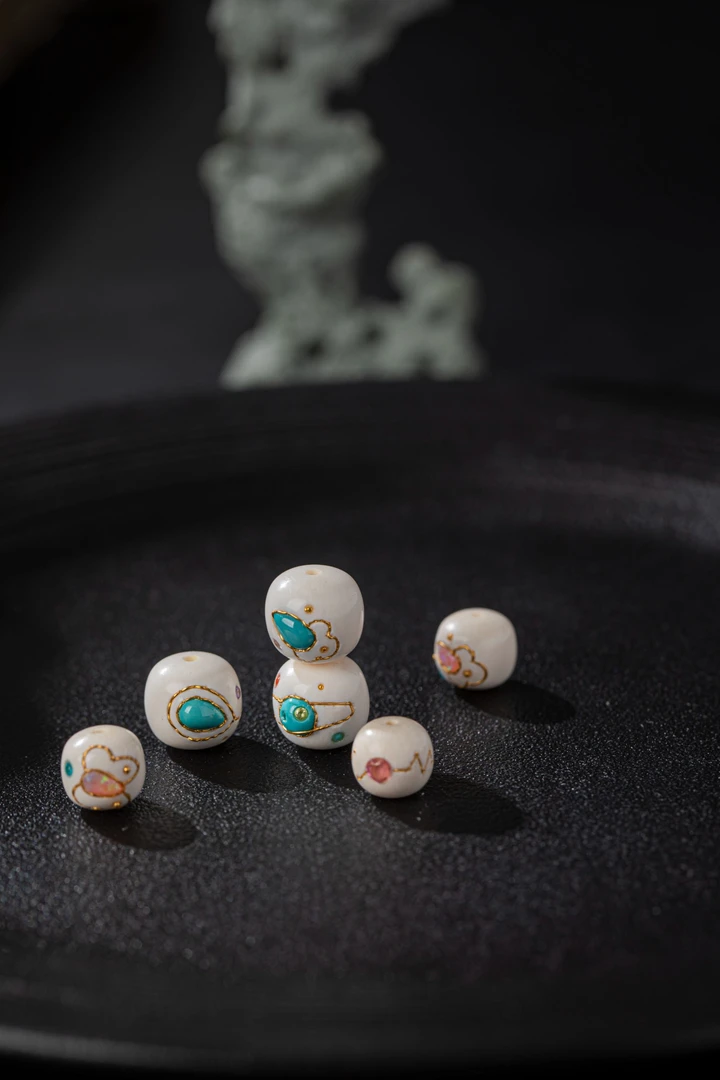 猛犸镶嵌-老型珠-文玩配饰-10mm-12mm-多样性发其中一个