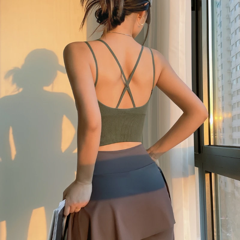 云端贝壳细带美背运动背心外穿休闲训练瑜伽普拉提健身服琥珀流光