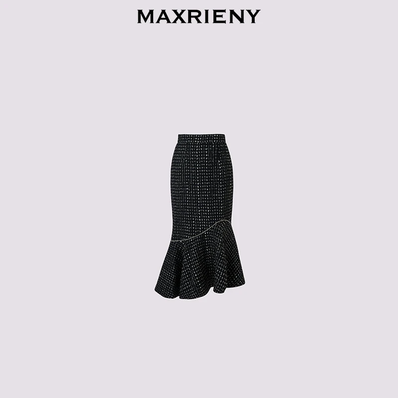 【诗语专属】MAXRIENY商场同款半身裙显瘦百搭黑