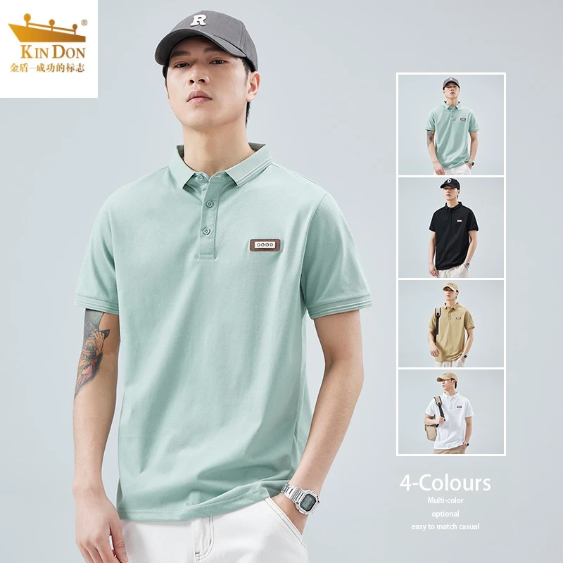 金盾男士短袖t恤时尚百搭夏季潮流POLO衫翻领胸前立体绣花短袖