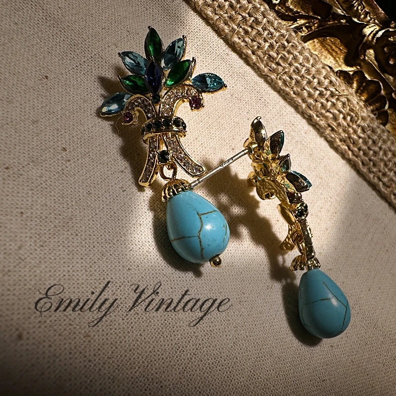 铜合金仿水晶耳饰  【348】《幻彩》Emily Vintage珍藏款