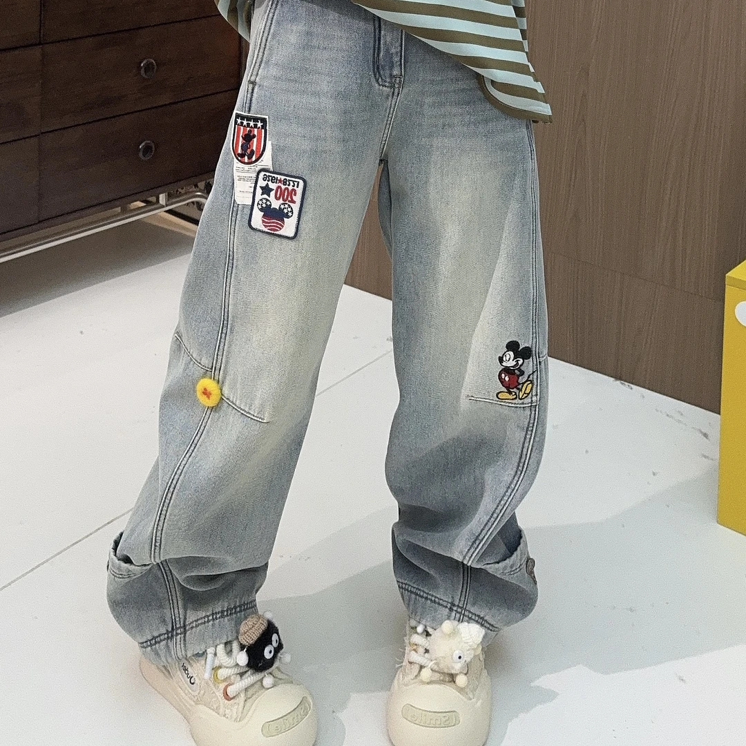 Apr.【纽扣奇】冬季新款加绒加厚重工刺绣立体装饰牛仔裤SC251138