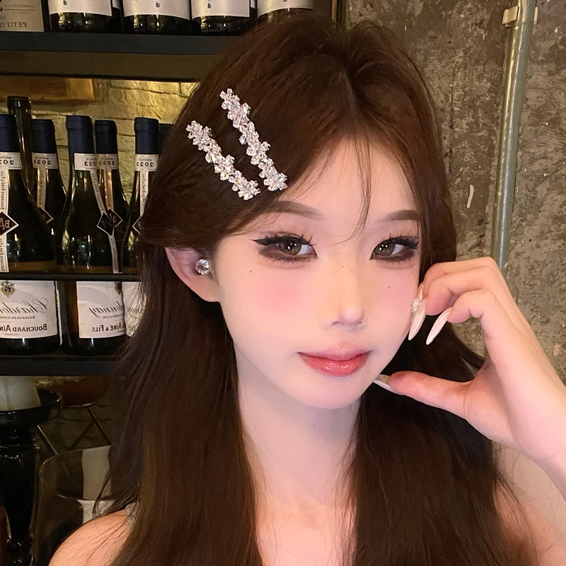 轻奢复古精致满钻小花发夹韩系百搭ins风小清新鸭嘴夹