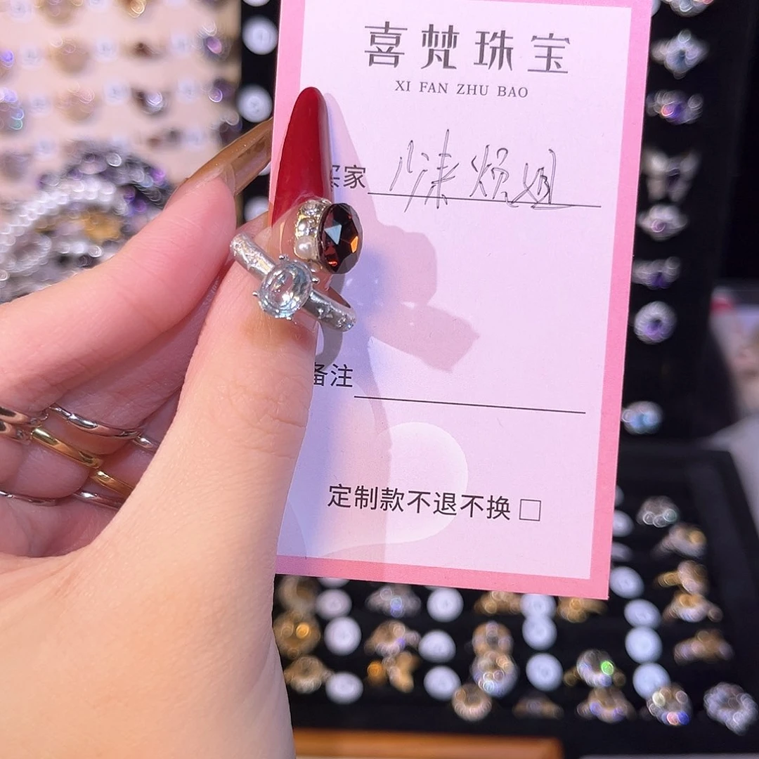 托帕石戒指银S925镶嵌少***❻