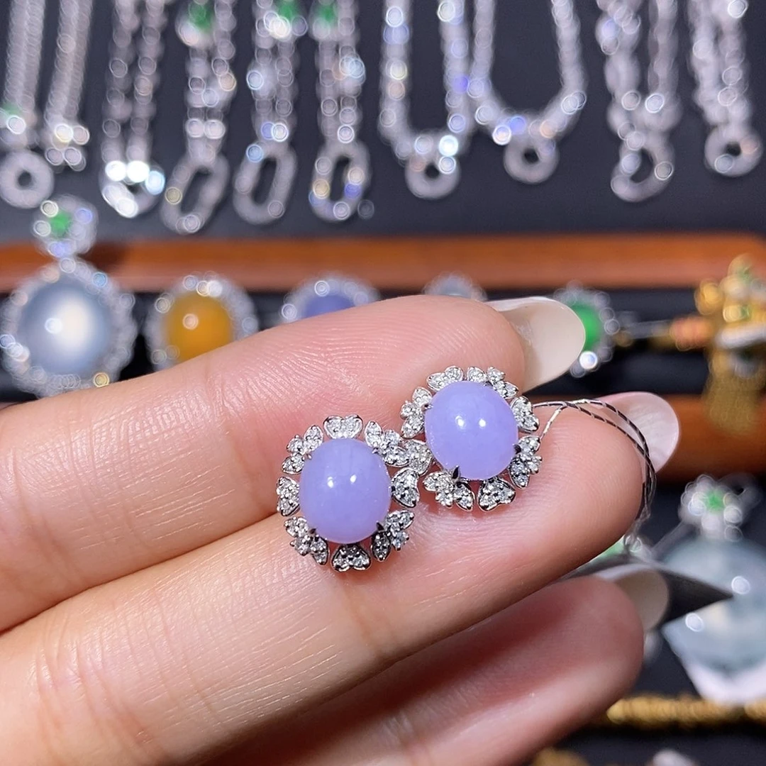 翡翠18K金镶嵌颈饰耳饰