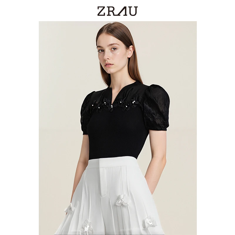 【媛媛女王专享】ZRAU高贵典雅泡泡袖上衣Z1242M0017