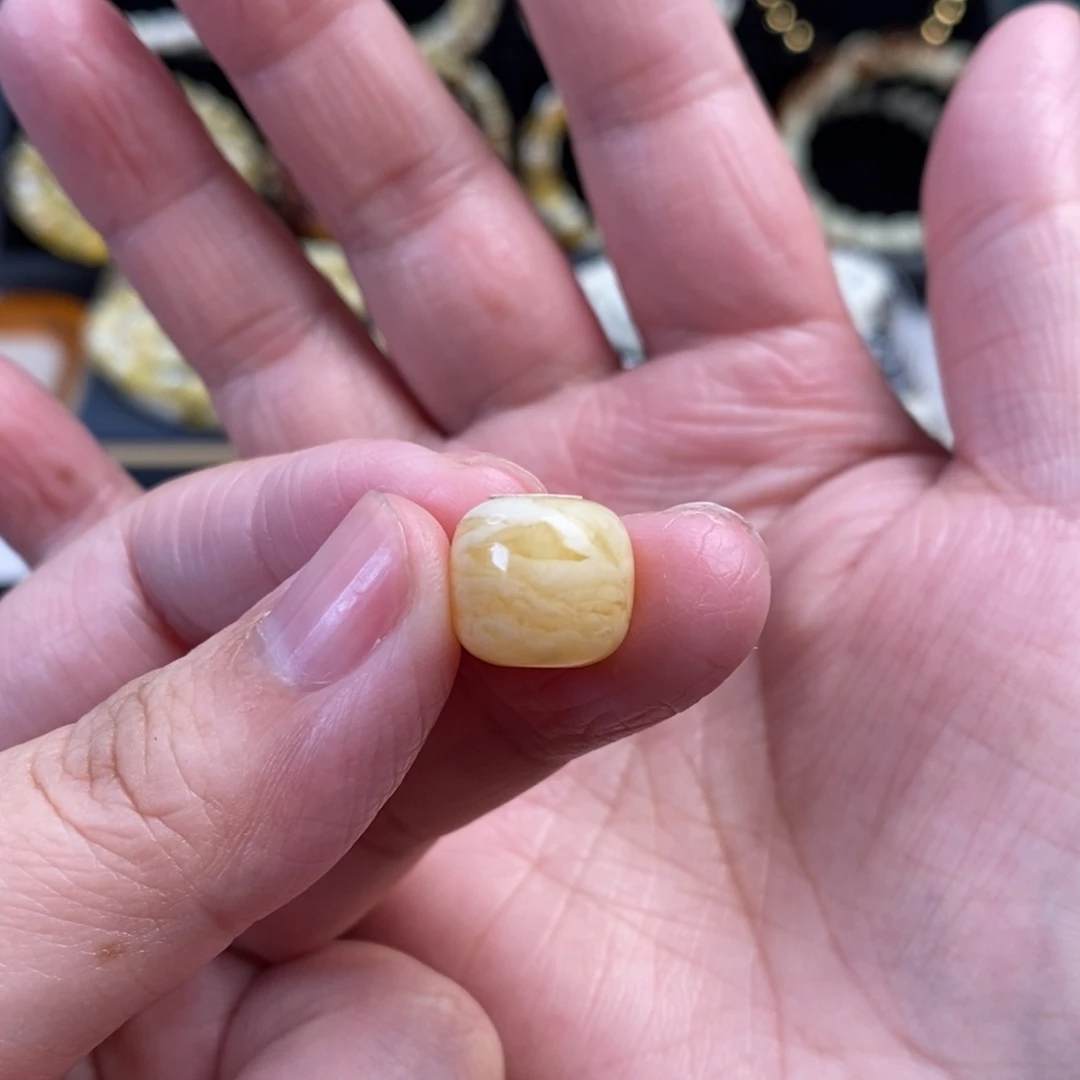 裸石蜜蜡未镶嵌虎皮千层雪老型单珠12
