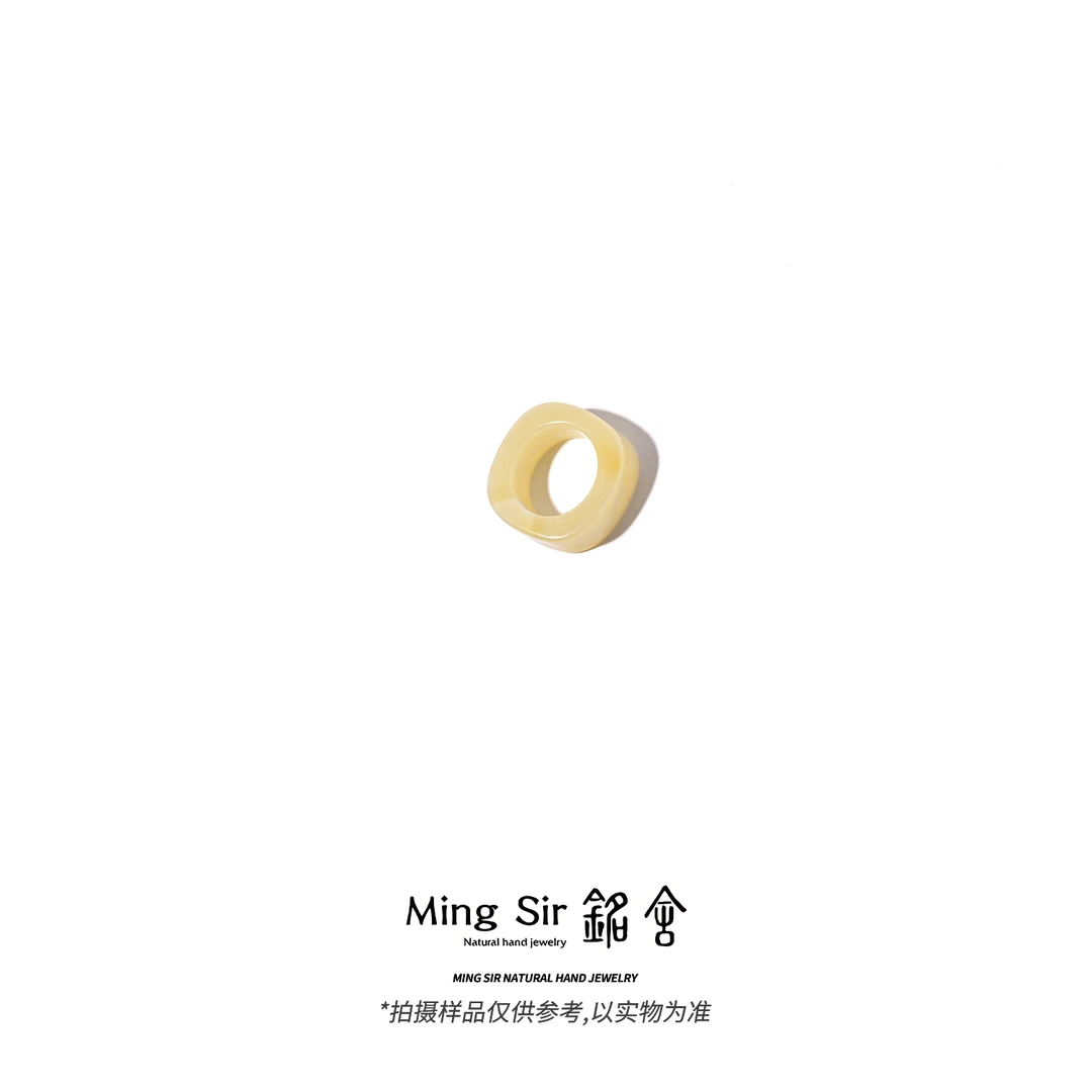 【铭舍 蜜蜡戒圈方形一等】天然俄料琥珀蜜蜡戒圈/跑环配饰-8.23