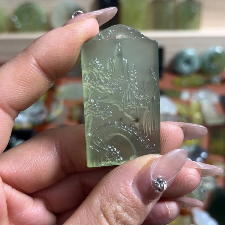 蛇纹石玉合金颈饰