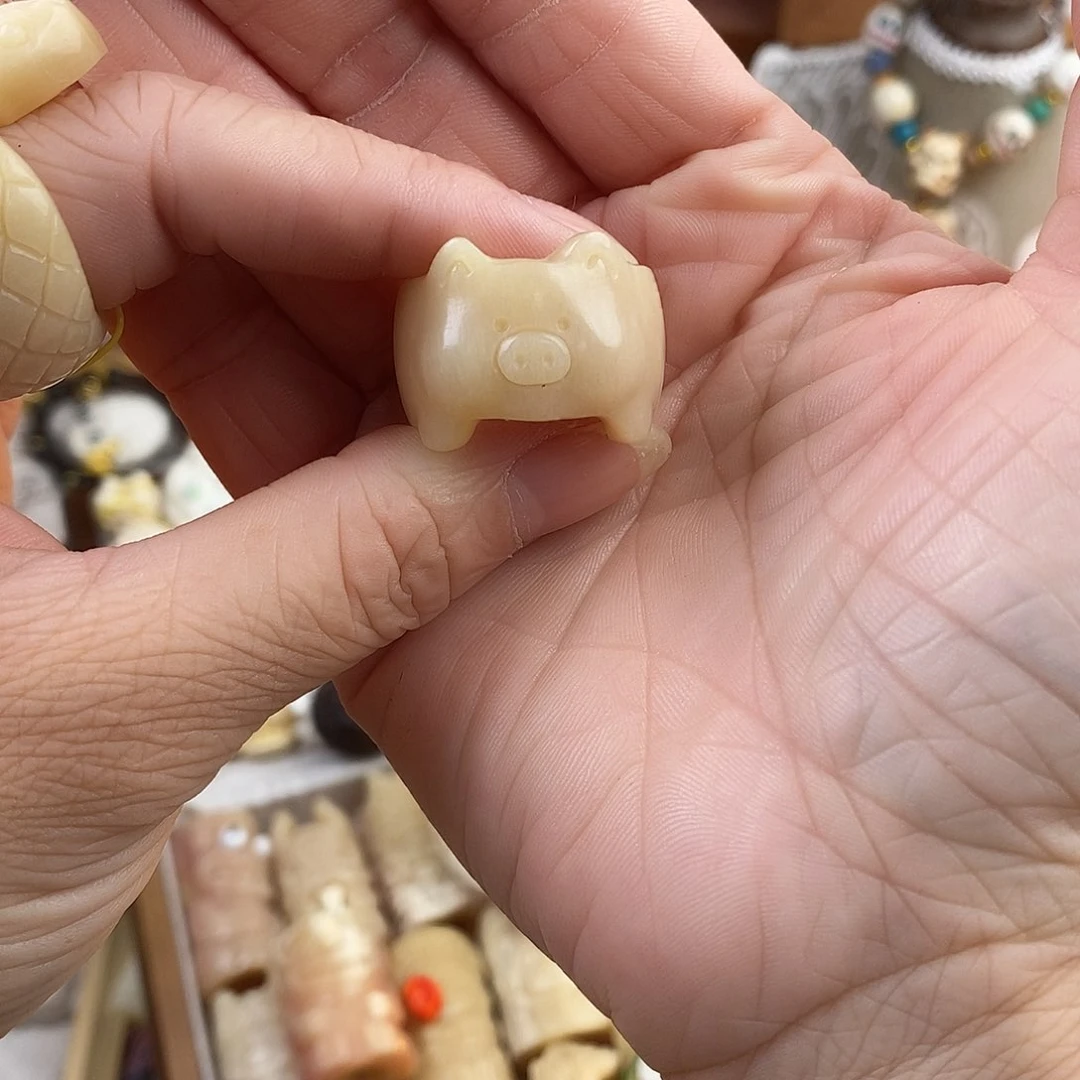 鹿骨把件14猪猪跑环专拍天使