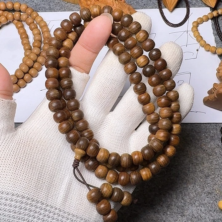 檀香木手串/手链老山檀香黑肉满纹7/8/108沉水