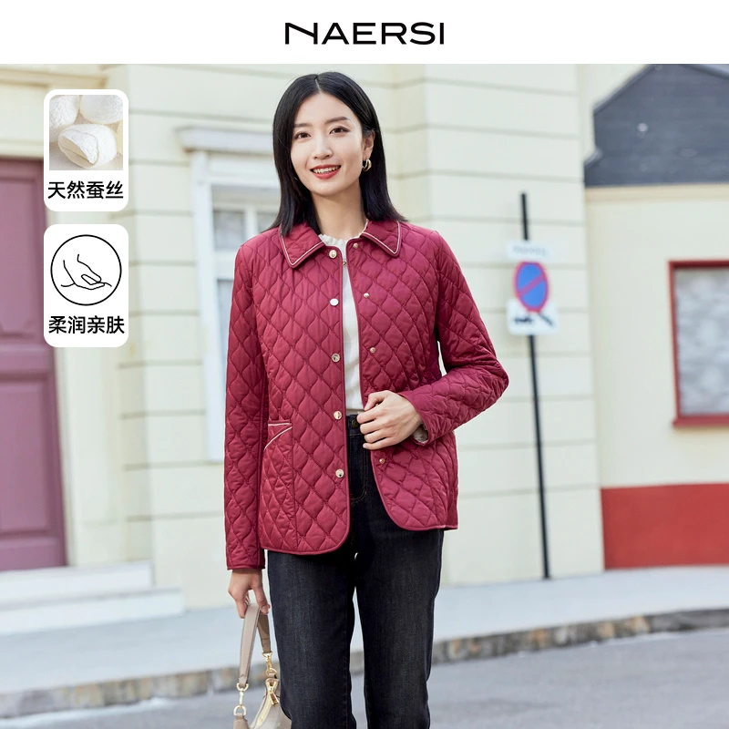娜尔思棉服外套短款时尚女士桑蚕丝夹层修身保暖秋冬NQ00158A6