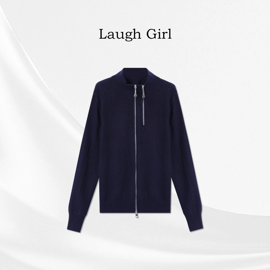 楚楚君 Laugh girl【设计感毛衣】秋冬立领双拉链毛衣外套WL531219J