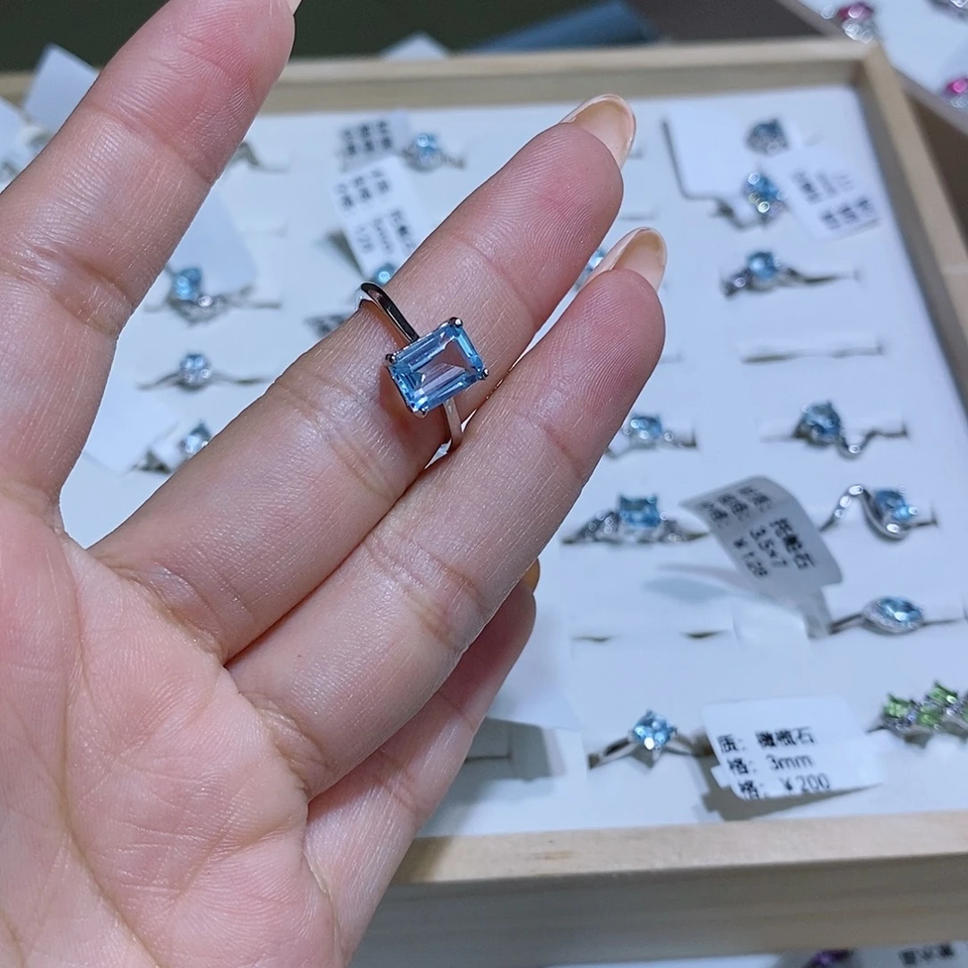M***漓银S925镶嵌戒指水晶托帕