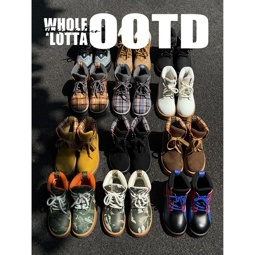 aoyo25FW/秋冬新款美式复古面包马丁靴 厚底增高大黄靴男