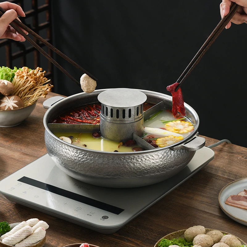 不锈钢做旧火锅鸳鸯锅下排烟无烟火锅商用巴奴三味火锅