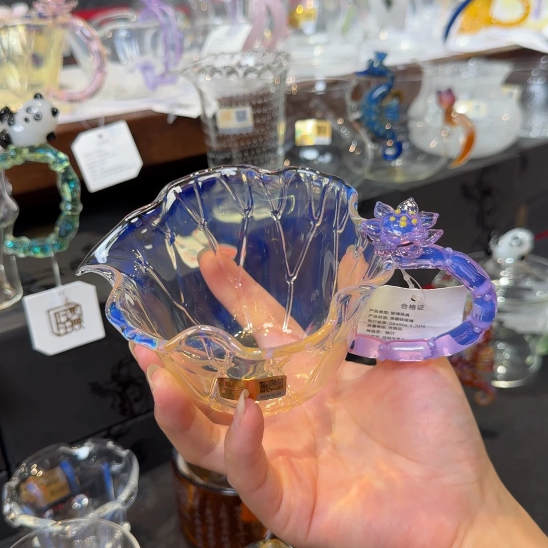 浅****钢化玻璃晶焱公道杯荷韵侧把紫