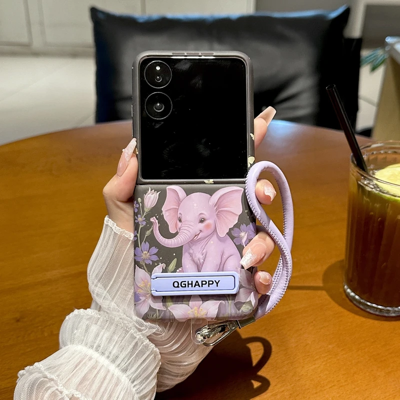 适用小米mixflip折叠屏手机壳超薄磨砂紫色小飞象荣耀magicvflip