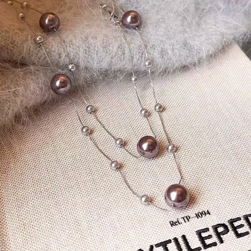 铜合金项链 e164---轻奢小众精致佛罗伦萨紫色叠戴项链