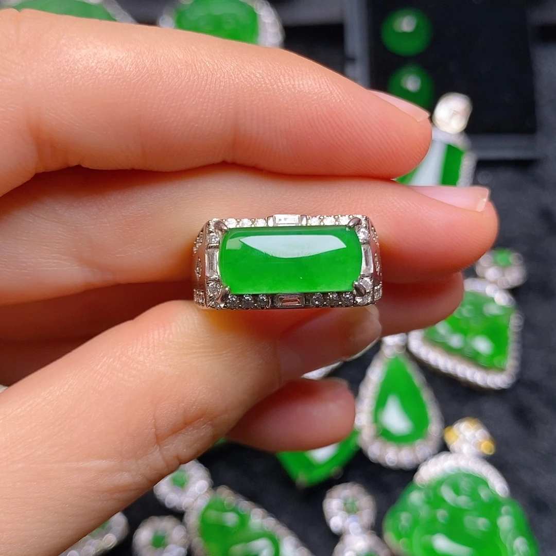 翡翠戒指银S925镶嵌