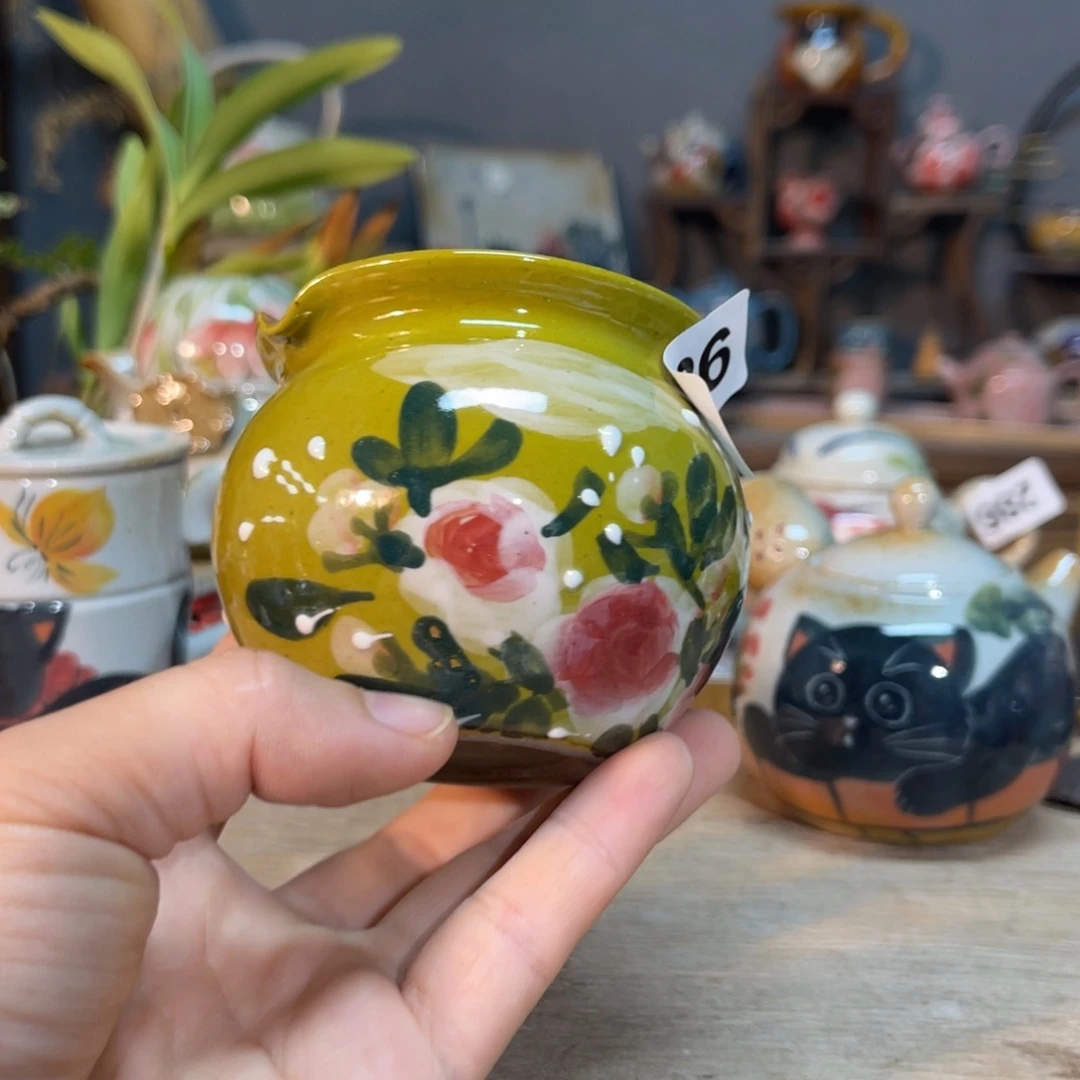 壶素浅陶瓷手工手绘
