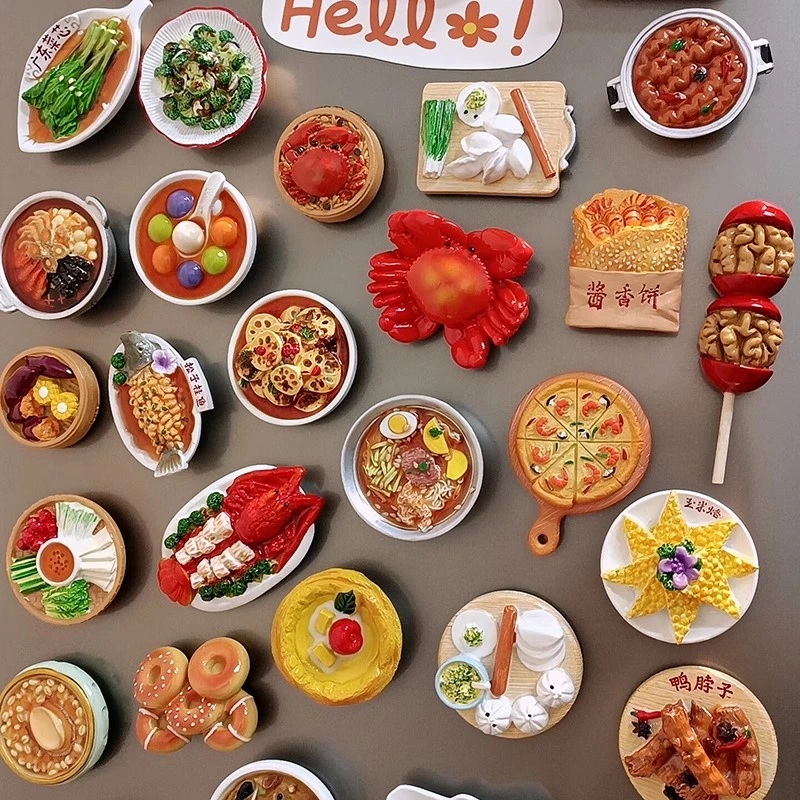 【拍1拆4】3D立体特色菜地方小吃食物冰箱贴磁冰箱门装饰品吸铁石