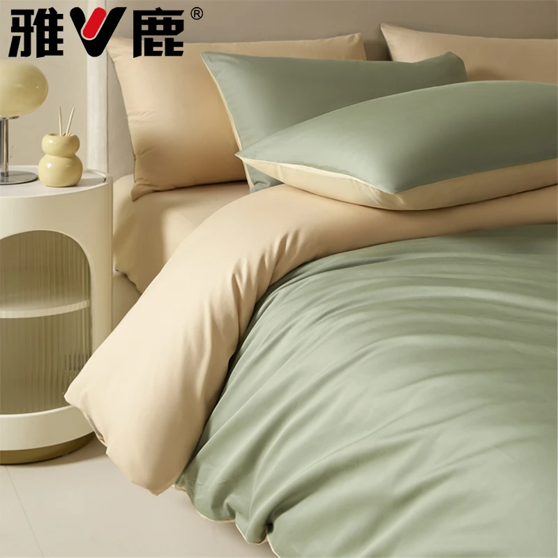 简约全棉四件套100纯棉床上用品床单被套床笠学生宿舍三件套秋冬