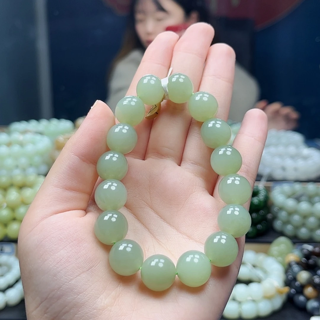 和田玉未镶嵌手链蓝冰晴13