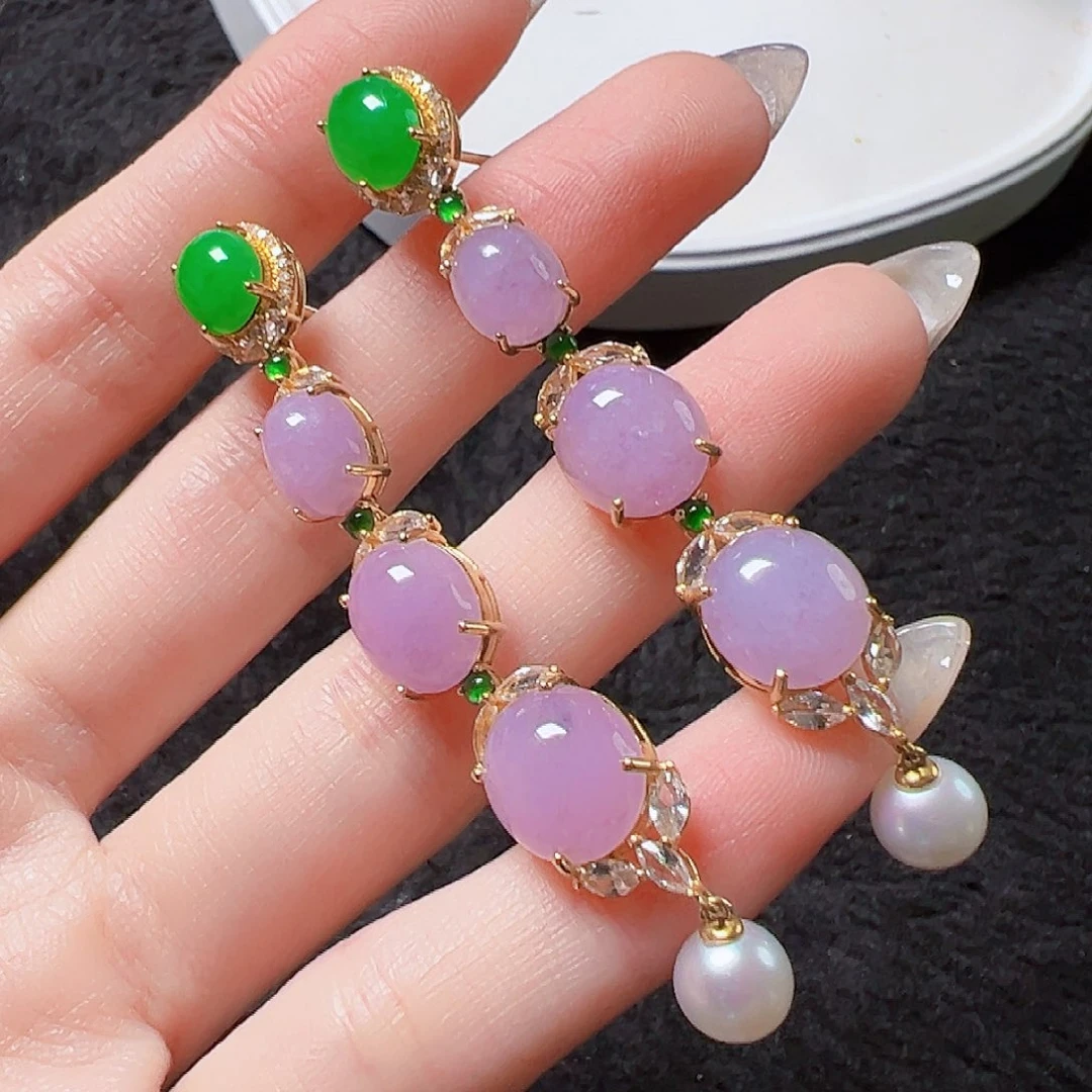 翡翠耳饰18K金镶嵌签收后24小时鉴赏期，过时不退