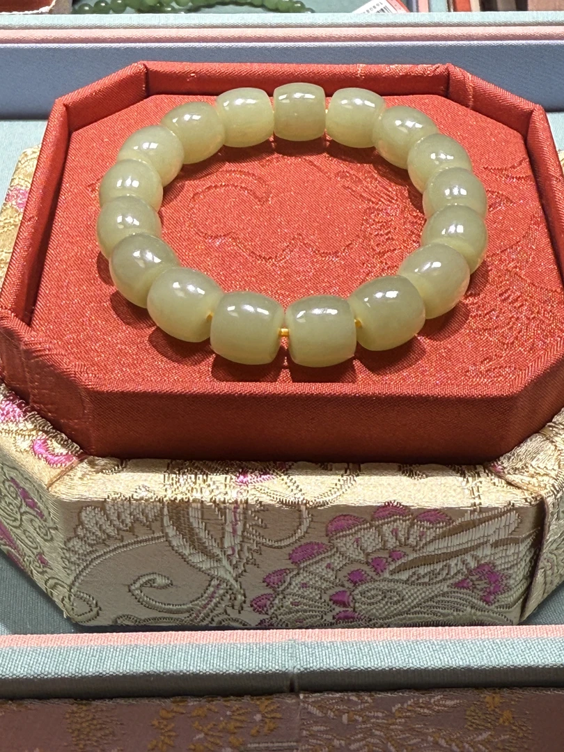 臻选黄口和田玉晶莹剔透无杂无黑老型珠11X12mm【叁禾臻选款】