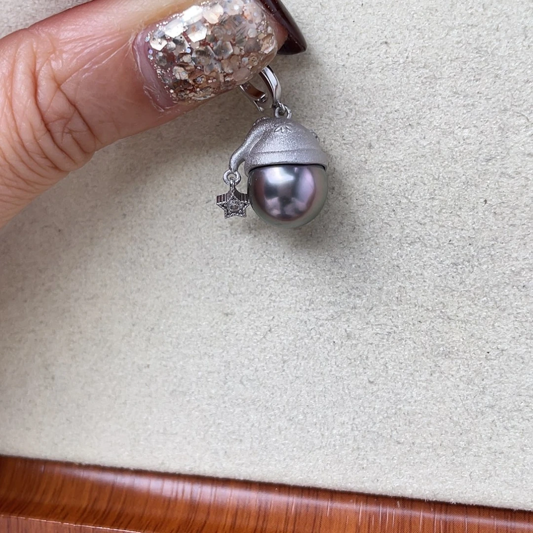 银S925镶嵌海水珍珠吊坠(不含链)