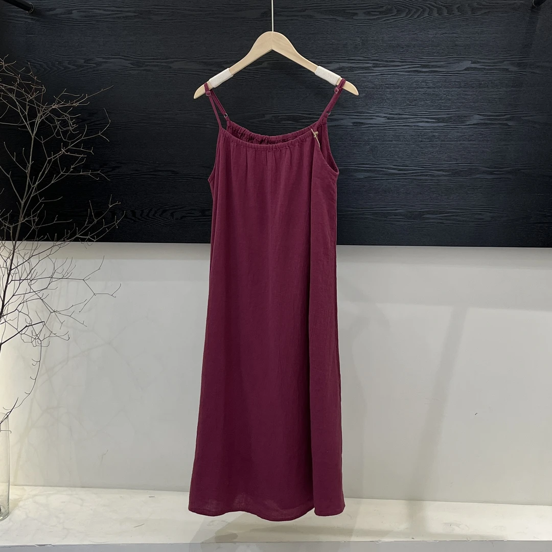 山木间长款亚麻吊带裙YY24371