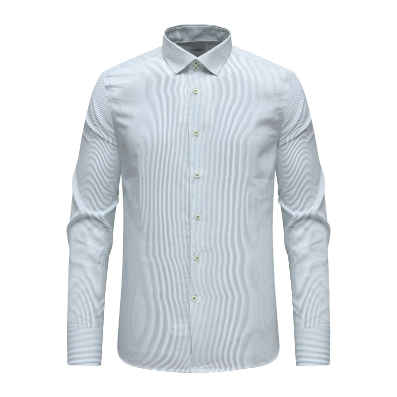 F3478恺春秋男式长袖衬衫 棉百搭商务休闲上衣 绿色条纹