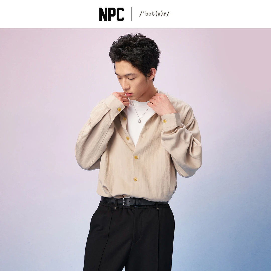 NPC潮牌【莱赛尔】亚麻混纺宽松落肩衬衫男立体剪裁秋季新NP57SH19