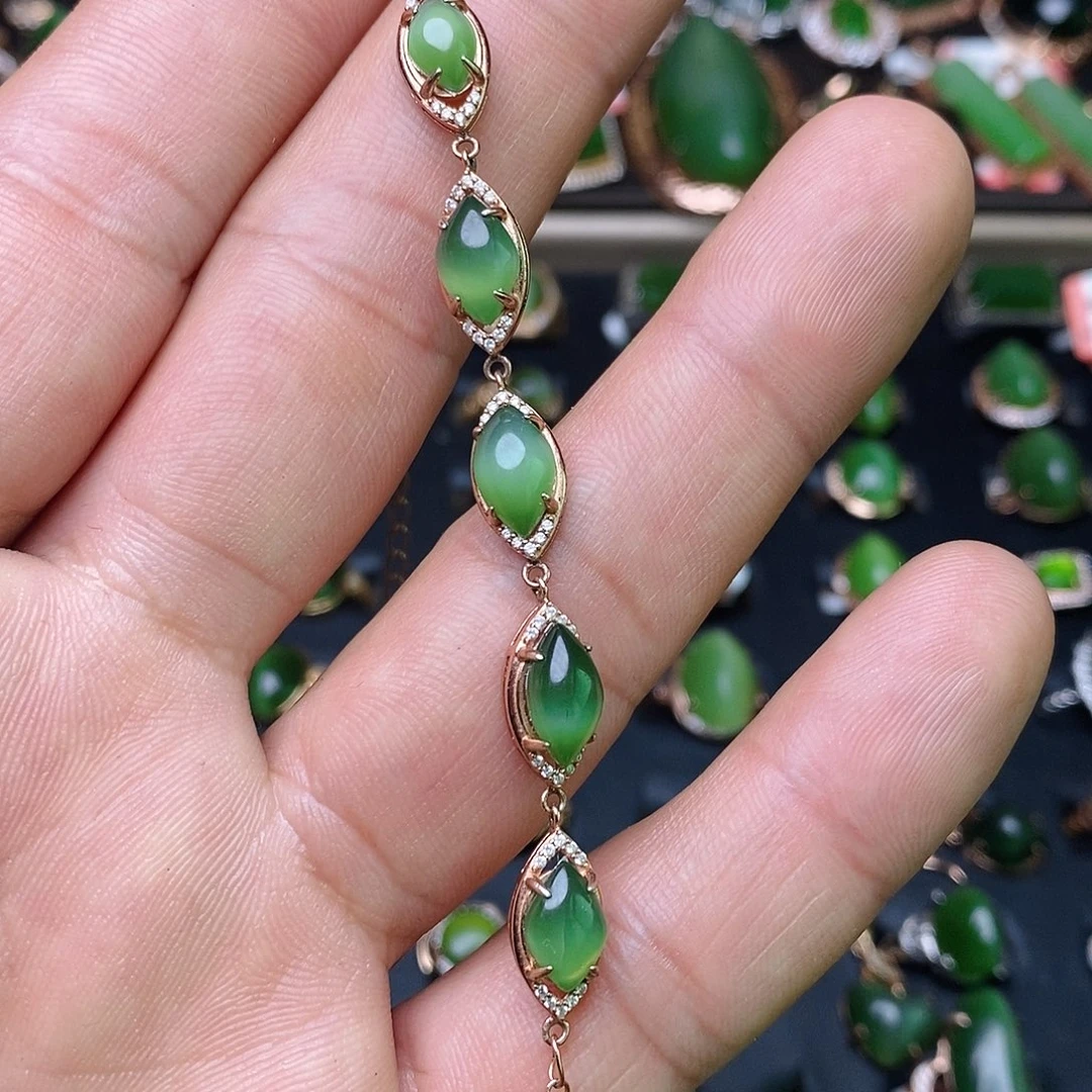 和田玉（碧玉）手链银S925镶嵌