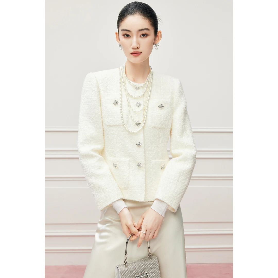 【诗语专属】MandyZhang白月光绵羊毛小香风外套女秋上衣