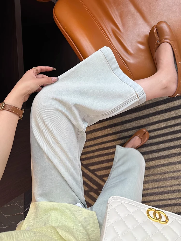 浅蓝色牛仔裤夏季薄款宽松直筒裤2025年新款高腰显瘦休闲阔腿裤