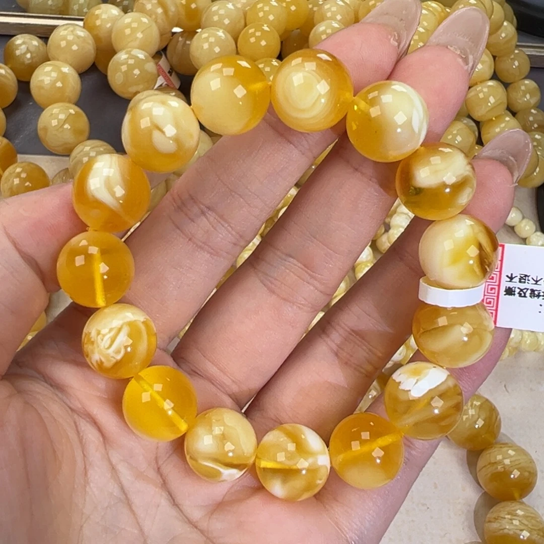 手链琥珀未镶嵌20.3金瓷白