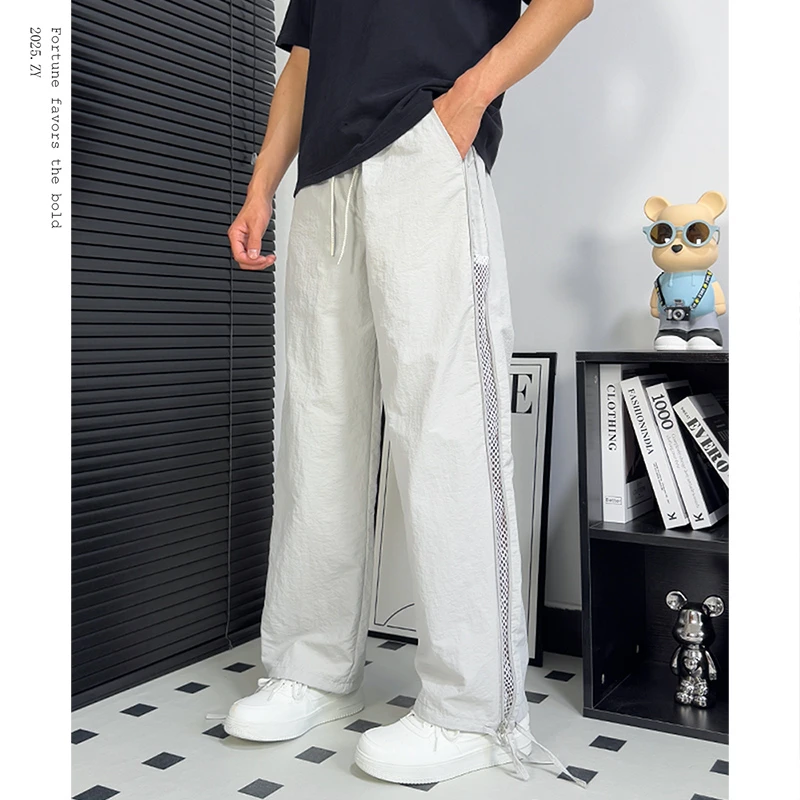 宽松透气网眼速干裤夏季冰感休闲裤美式机能工装裤男女款拉链设计