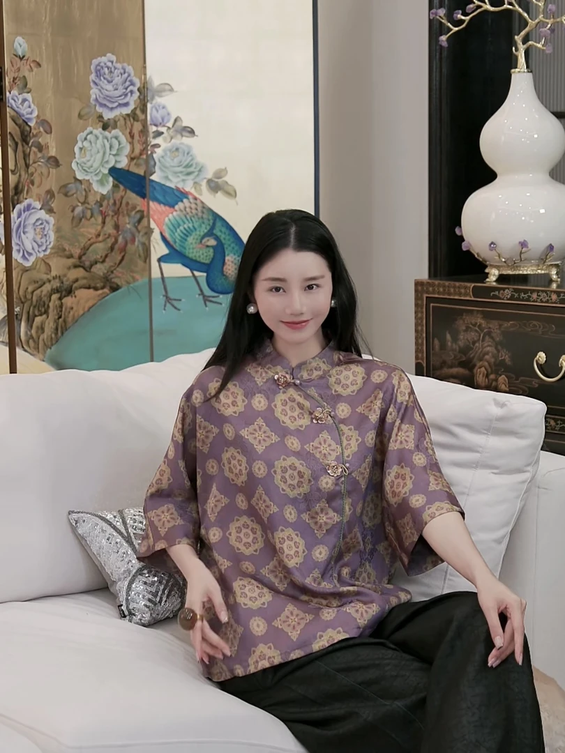 Betty Bairn【传承/河倾月落】花萝香 云纱桑蚕丝上衣25B-BW265