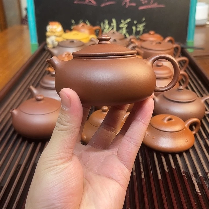 紫砂茶壶原矿紫泥寒江200cc