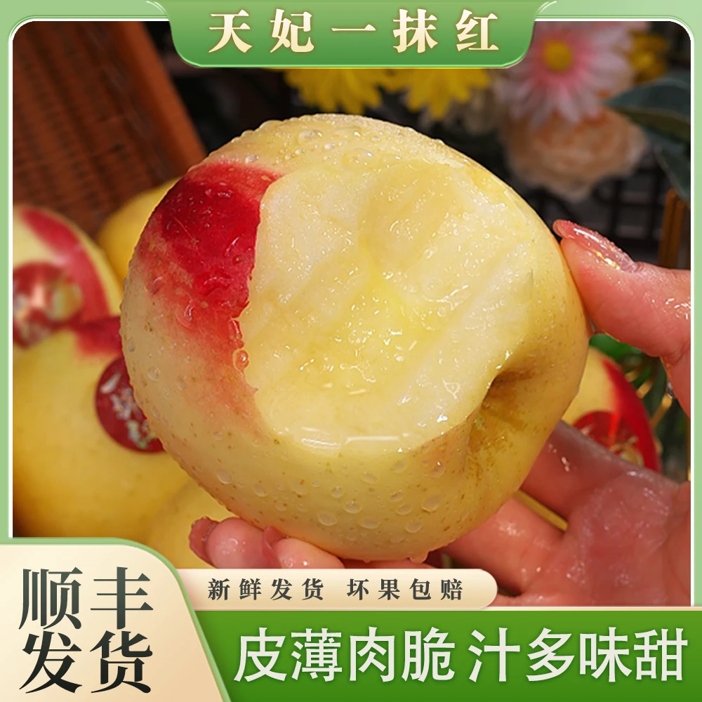 【顺丰】天妃一抹红苹果新鲜当季水果脆甜多汁烟台苹果精选4.5斤起