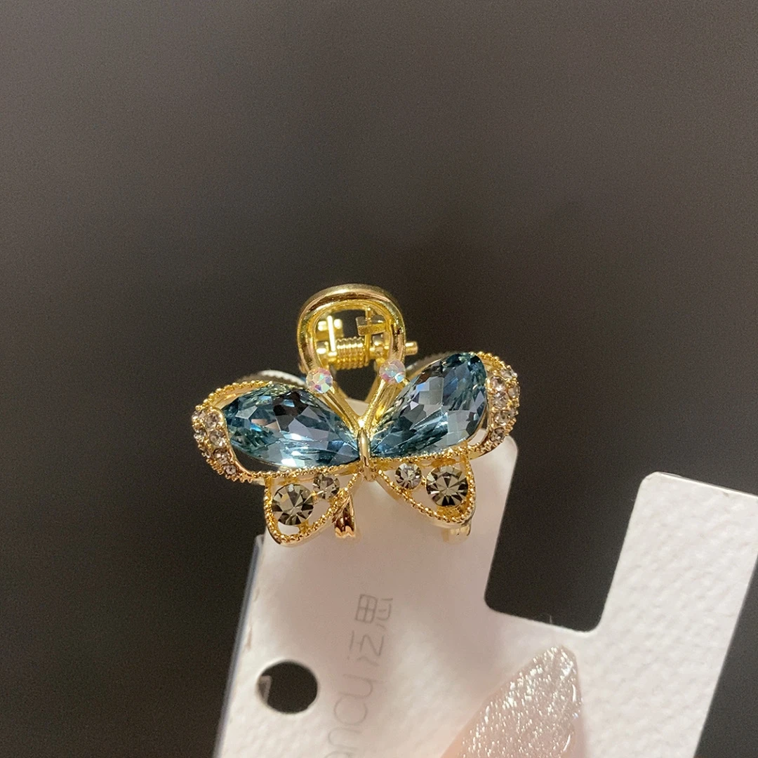 7008蓝色蝴蝶2公分抓夹侧边刘海夹小抓夹精致韩版彩色优雅