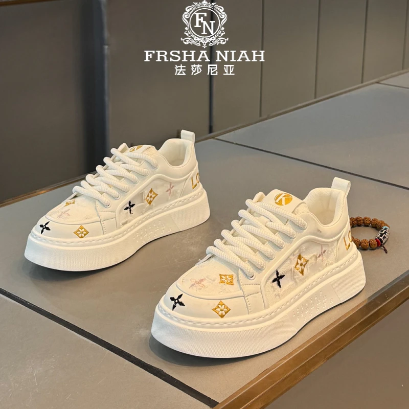 法莎尼亚新款潮流板鞋时尚防滑拼色印花男鞋轻奢百搭增高休闲潮鞋